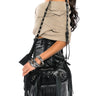 Front View Euphoric Fringe Black Bag