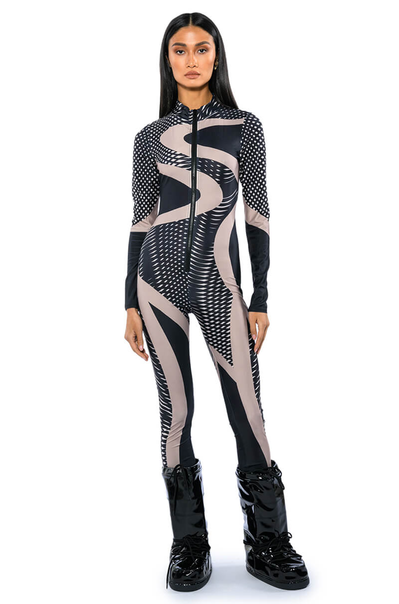 Front View Every Event Patterned Catsuit