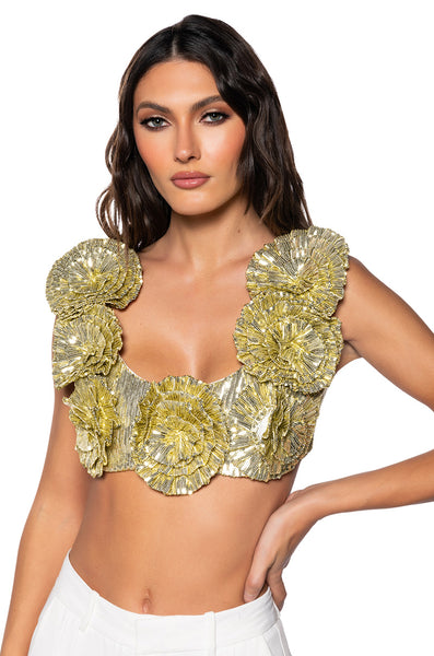 EVERY ROSE SEQUIN CROP TOP – AKIRA