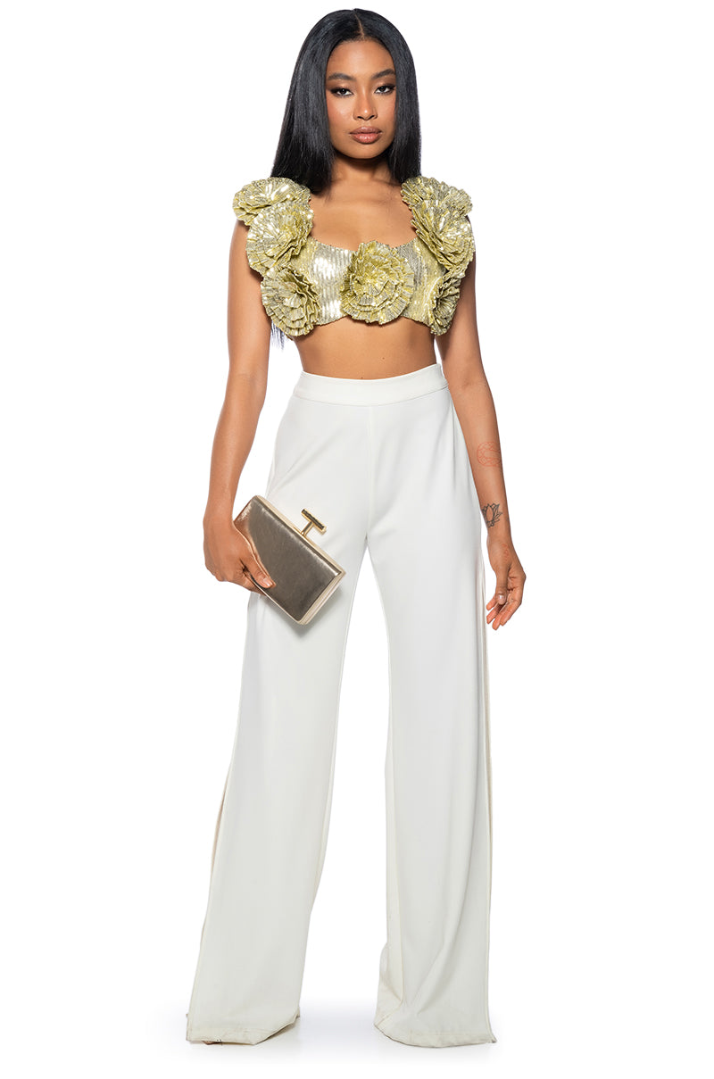 Back View Every Rose Sequin Crop Top