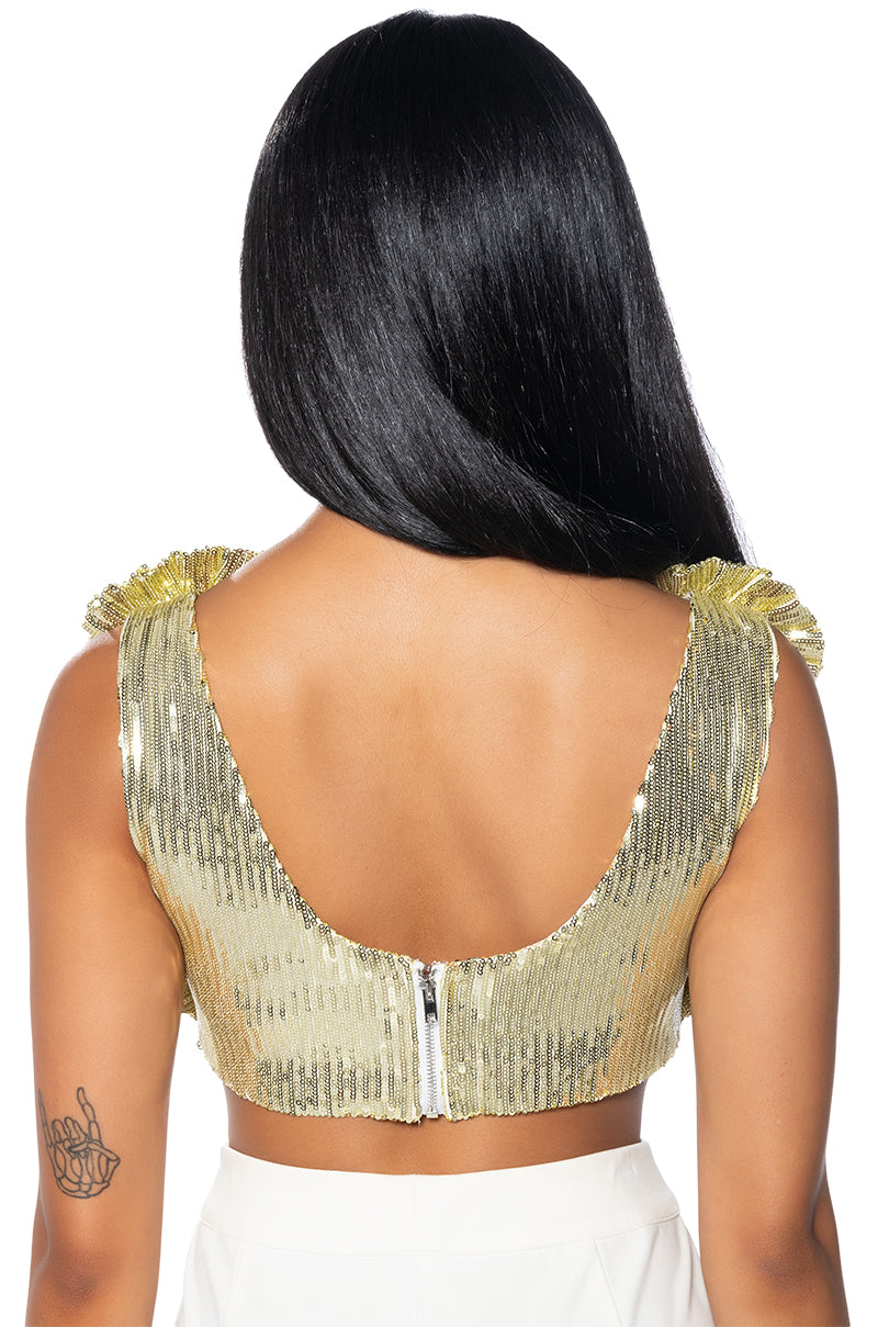 Full View Every Rose Sequin Crop Top