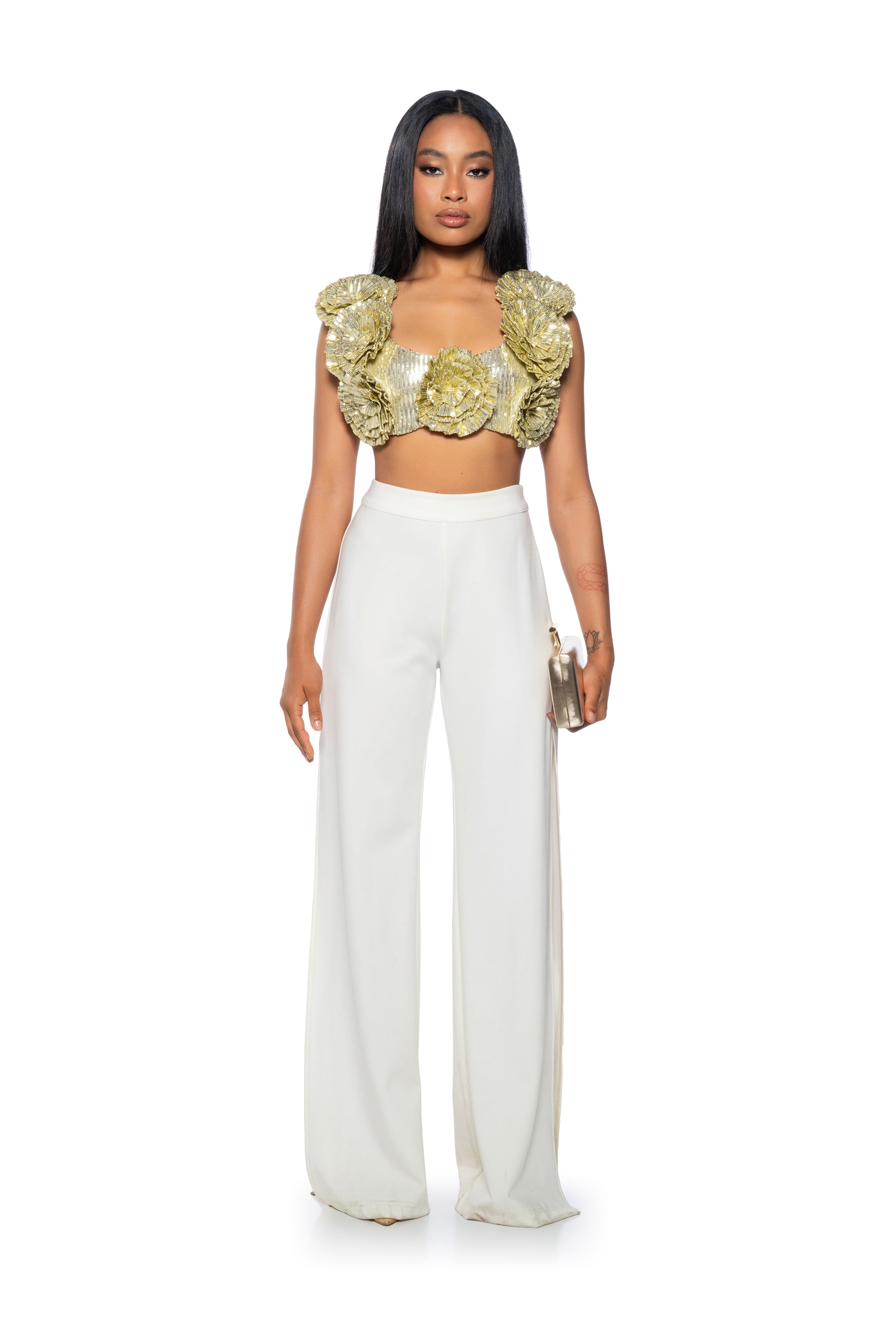 Extra View Every Rose Sequin Crop Top