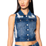 Front View Everyday Fitted Denim Vest