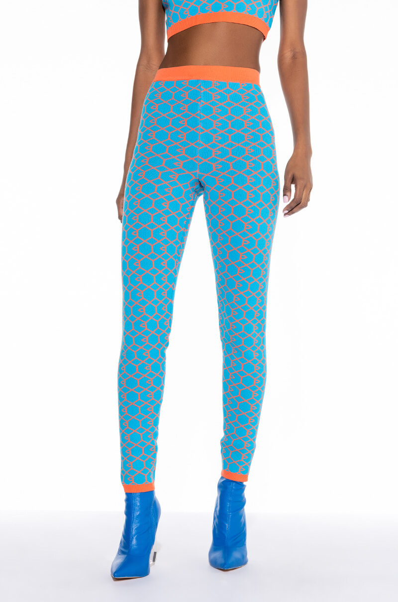 EVERYDAY SKINNY KNIT LEGGINGS BLUE MULTI view 0