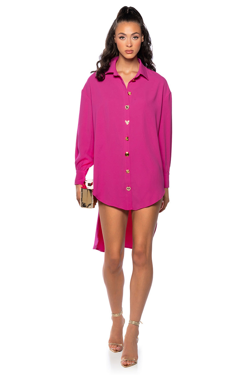 Front View Everyday Slay Button Down Shirt Dress