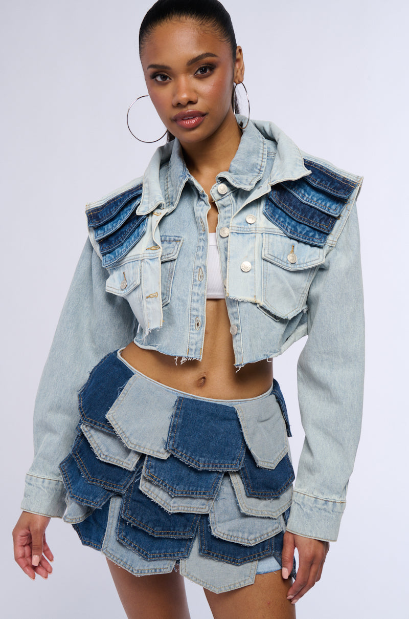 Cropped Side Pockets Jacket
