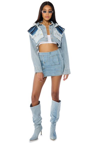 Denim Crop Jacket with Shadow Pocket main image 0