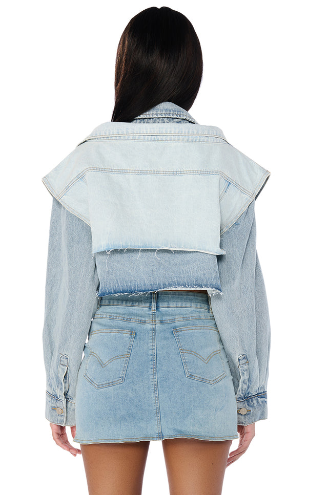 Denim Crop Jacket with Shadow Pocket main image 1