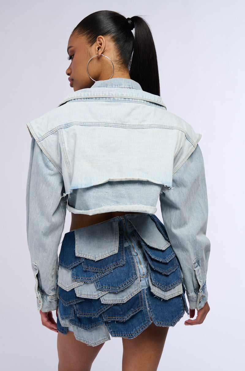Full View Everyone Loves Pockets Denim Crop Jacket