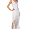 Front View Everything Entrance Fringe V Neck Maxi Dress In White