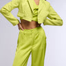 Front View Everywhere Cropped Spring Blazer In Light Green