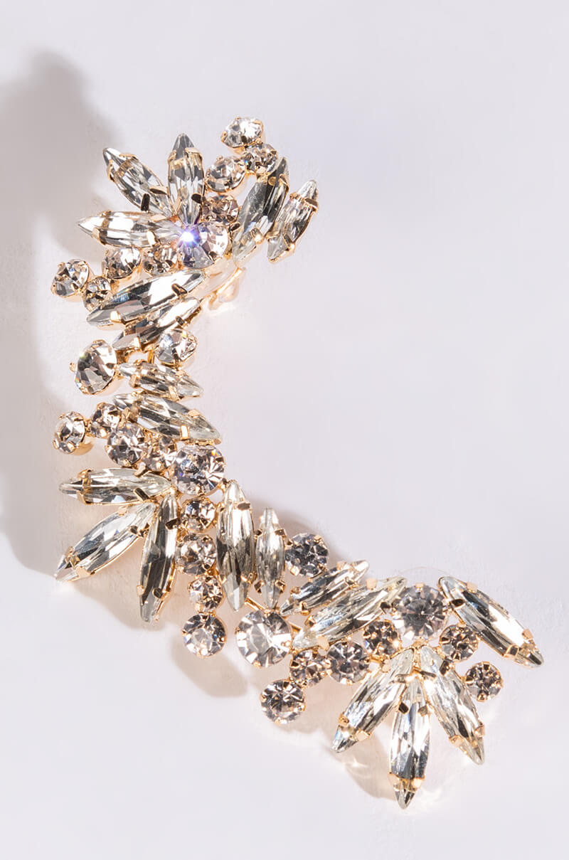 Back View Evie Gold Crystal Ear Cuff
