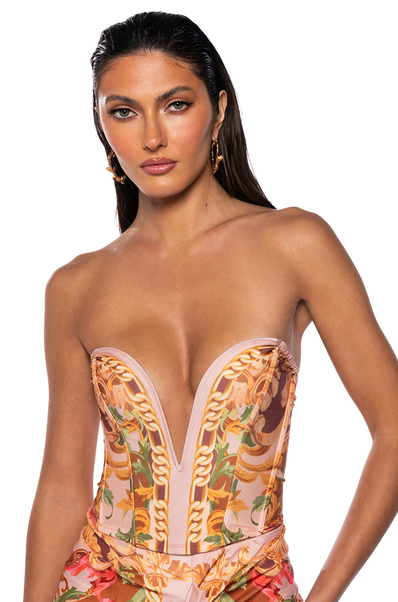 Front View Evolve Deep V Corset Top