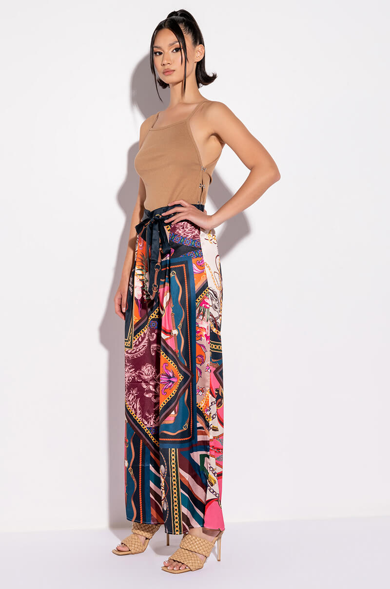 Side View Excuse Me Tie Front Wide Leg Palazzo Pants 1