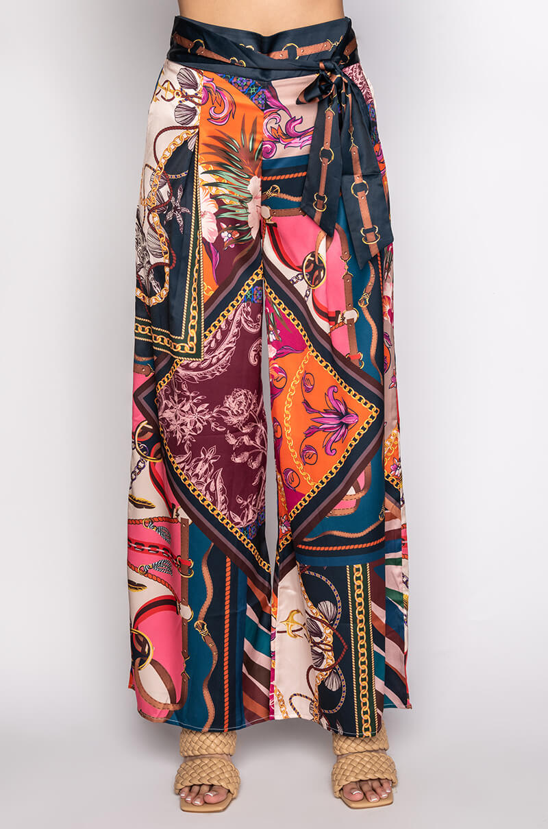 Back View Excuse Me Tie Front Wide Leg Palazzo Pants 2