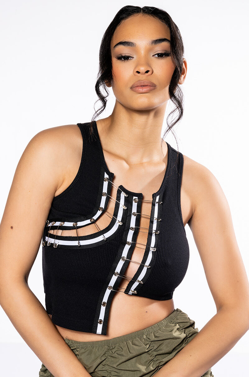 Front View Expensive Taste Pin Detail Top
