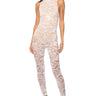 Front View Express Yourself Mock Neck Lace Sleeveless Jumpsuit