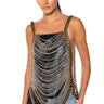 Front View Extravagant Mixed Metal Body Chain Top