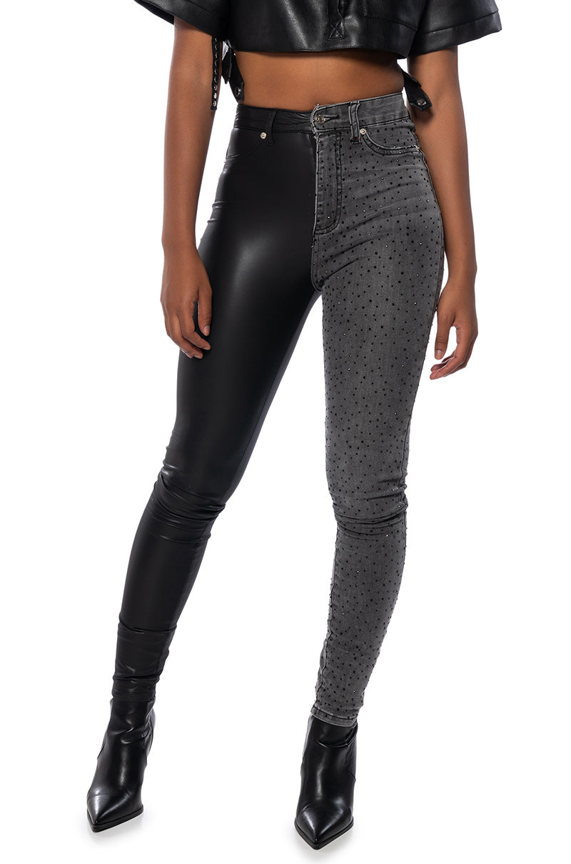 EXTREME STRETCH EMBELLISHED SKINNY JEANS view 0