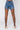 Back View Extreme Stretch High Waisted Jean Shorts in Medium Blue Denim