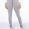 Front View Extreme Stretch High Waisted Skinny Jeans With Rhinestones