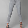 Front View Extreme Stretch High Waisted Skinny Jeans in Grey