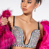 Front View Exxxpensive To Be Me Rhinestone Bustier