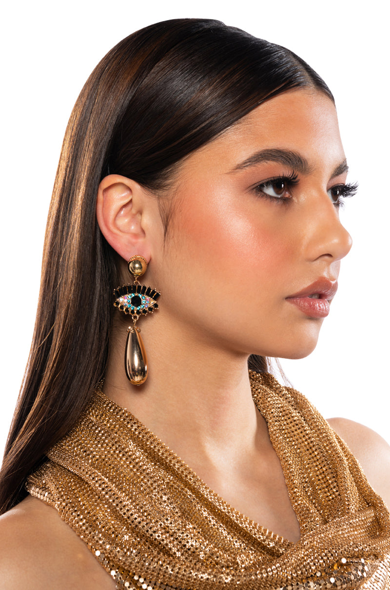 Front View Eye Contact Embellished Earrings
