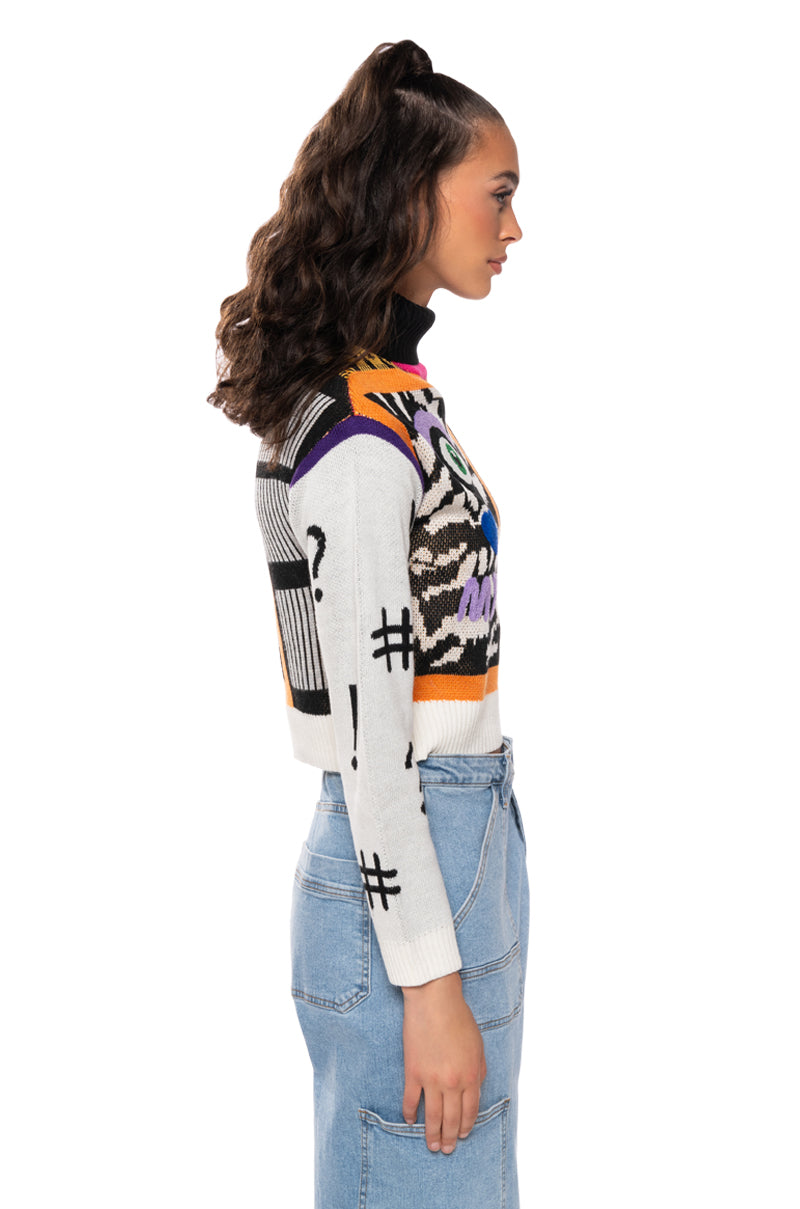 Full View Eyes On Me Graphic Turtleneck Sweater