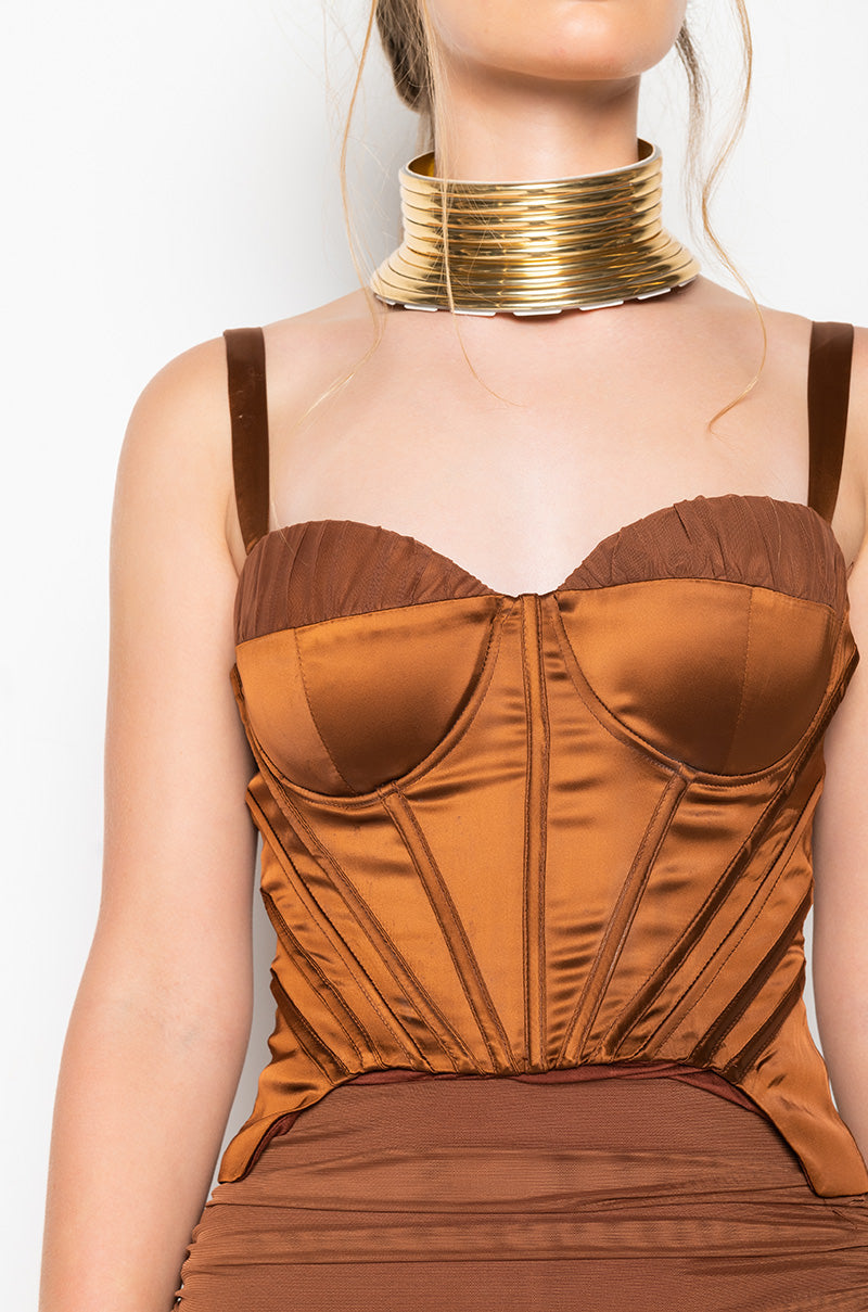 Detail View Eyes On This Corset Midi Dress