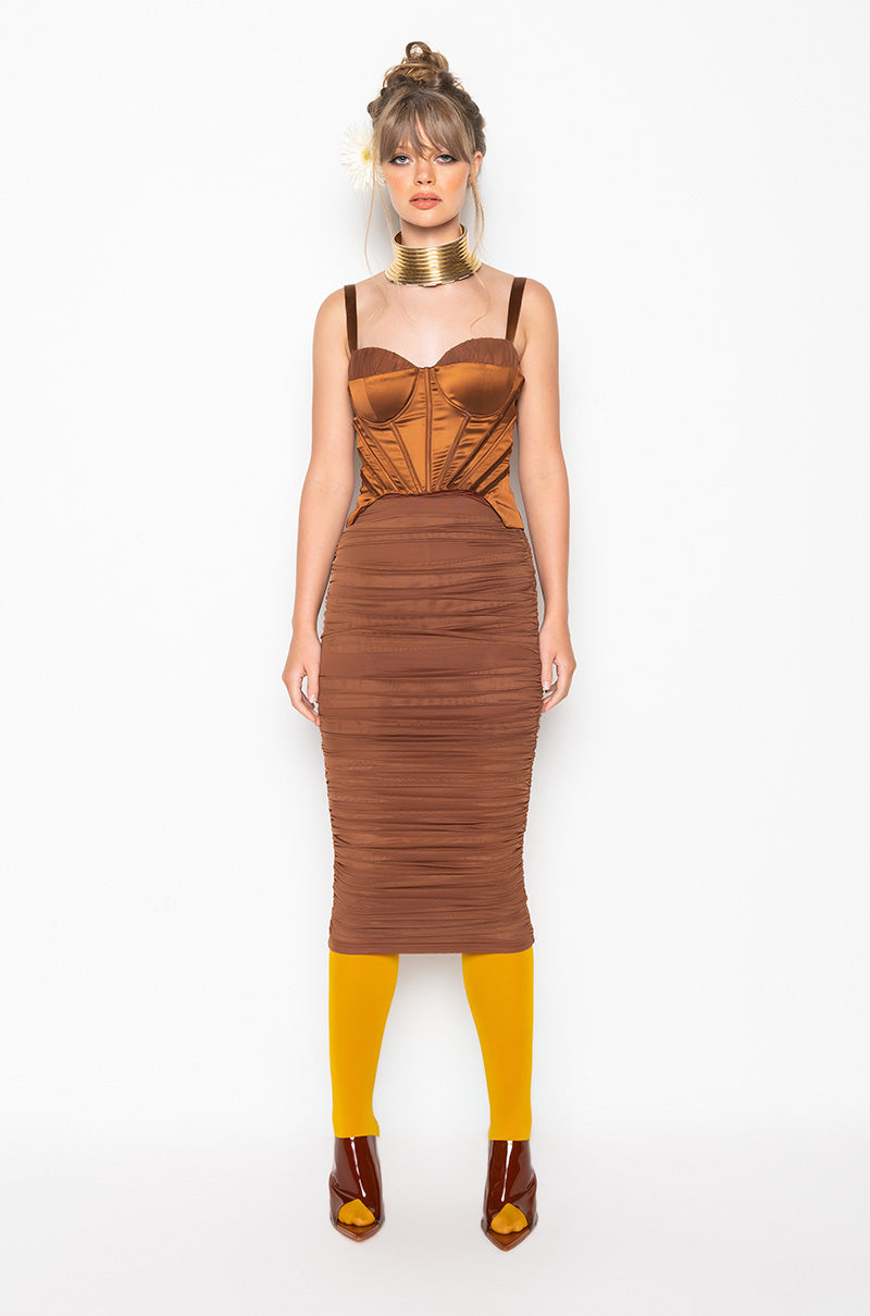 Full View Eyes On This Corset Midi Dress