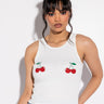 Front View Eyes Up Here Rhinestone Tank