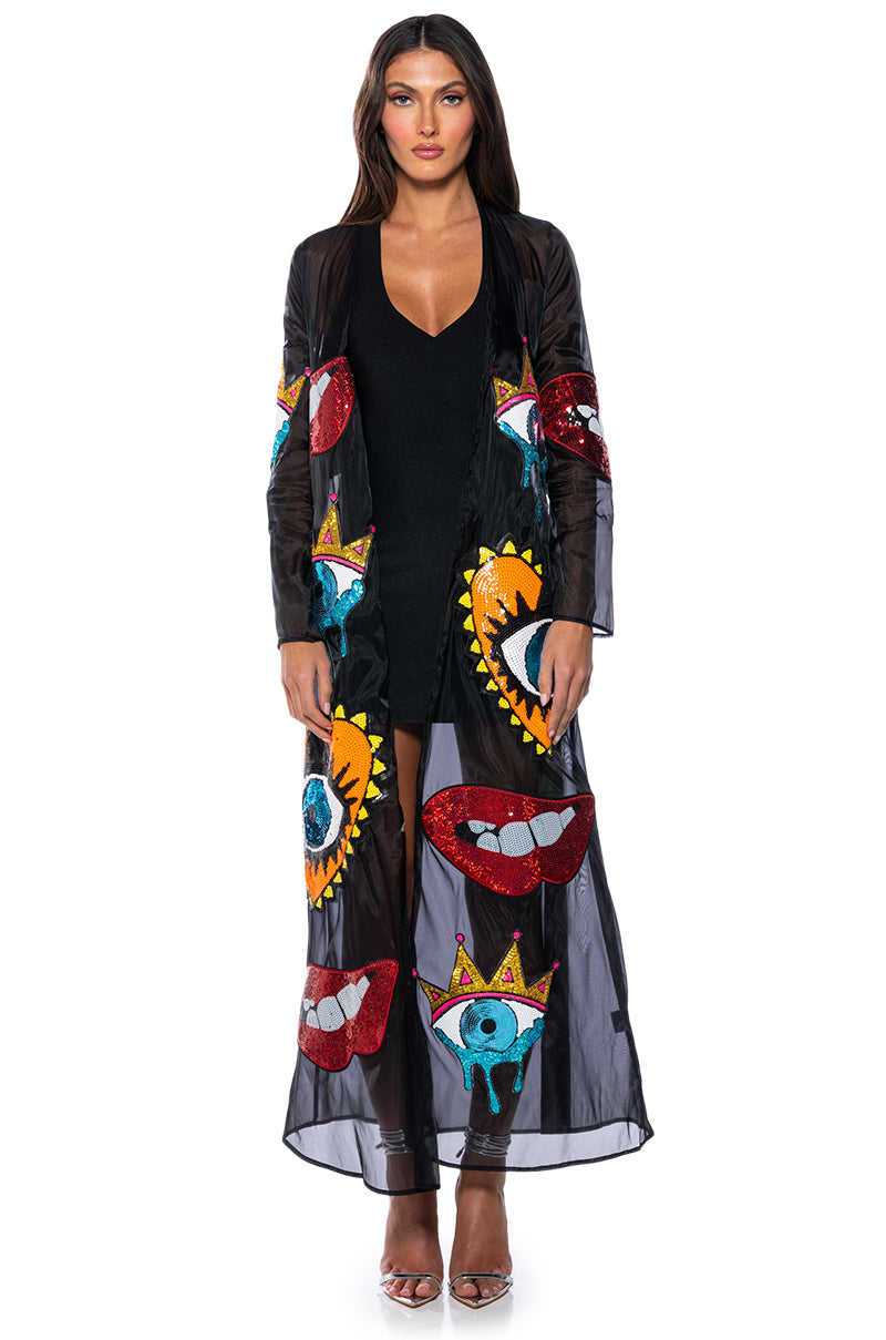 Side View Eyes Wide Shut Sequin Duster