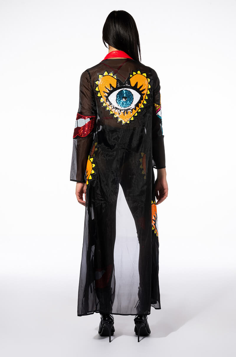Extra View Eyes Wide Shut Sequin Holiday Duster