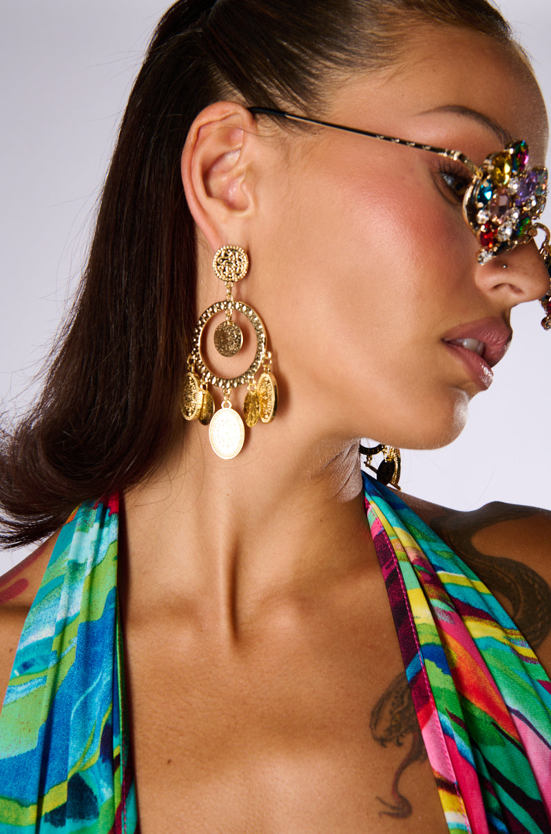 Front View Ezra Dangle Statement Earrings
