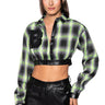 Front View Fabulous Long Sleeve Plaid Button Down Blouse