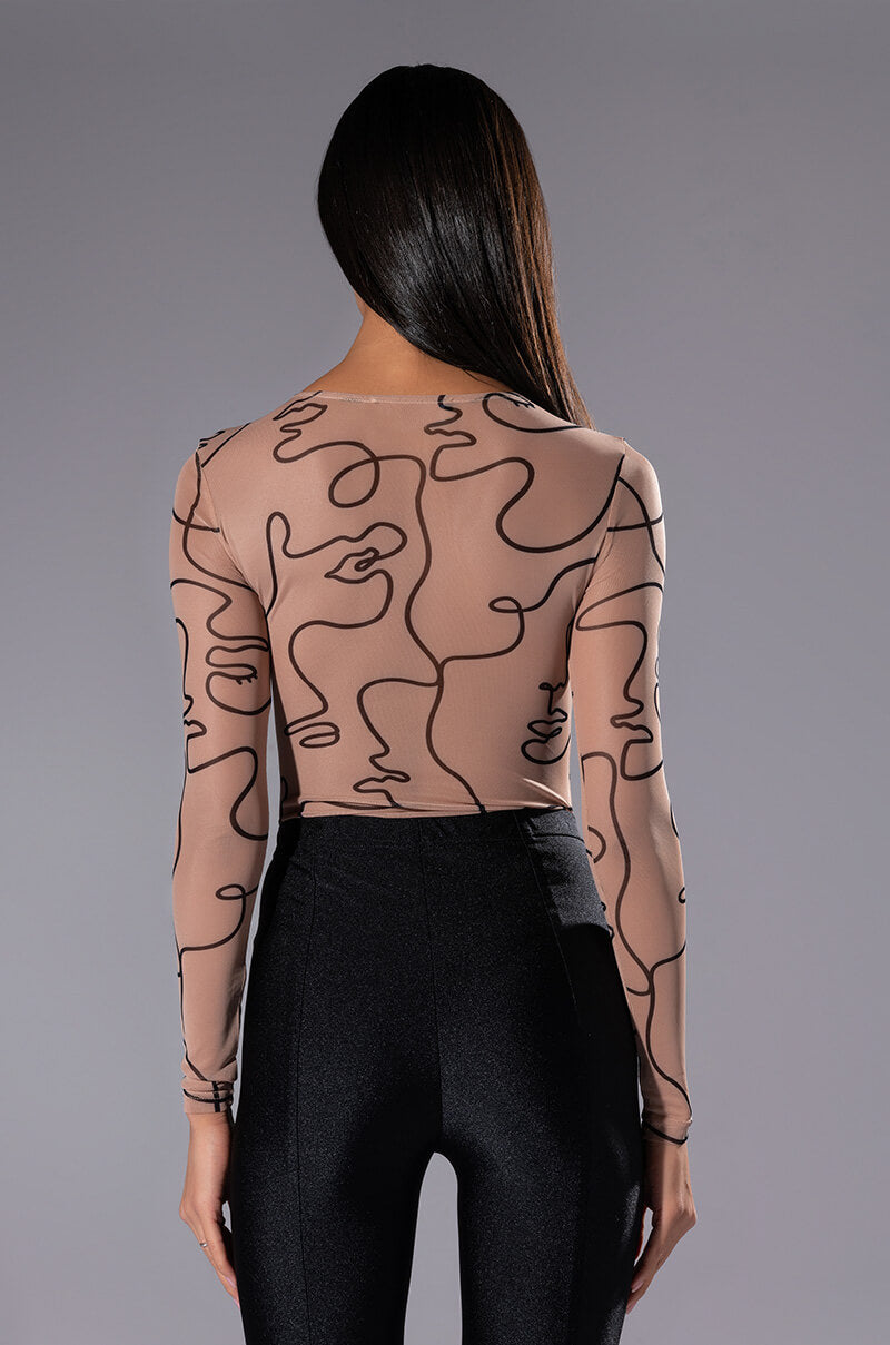 Full View Face To Face Long Sleeve Mesh Bodysuit