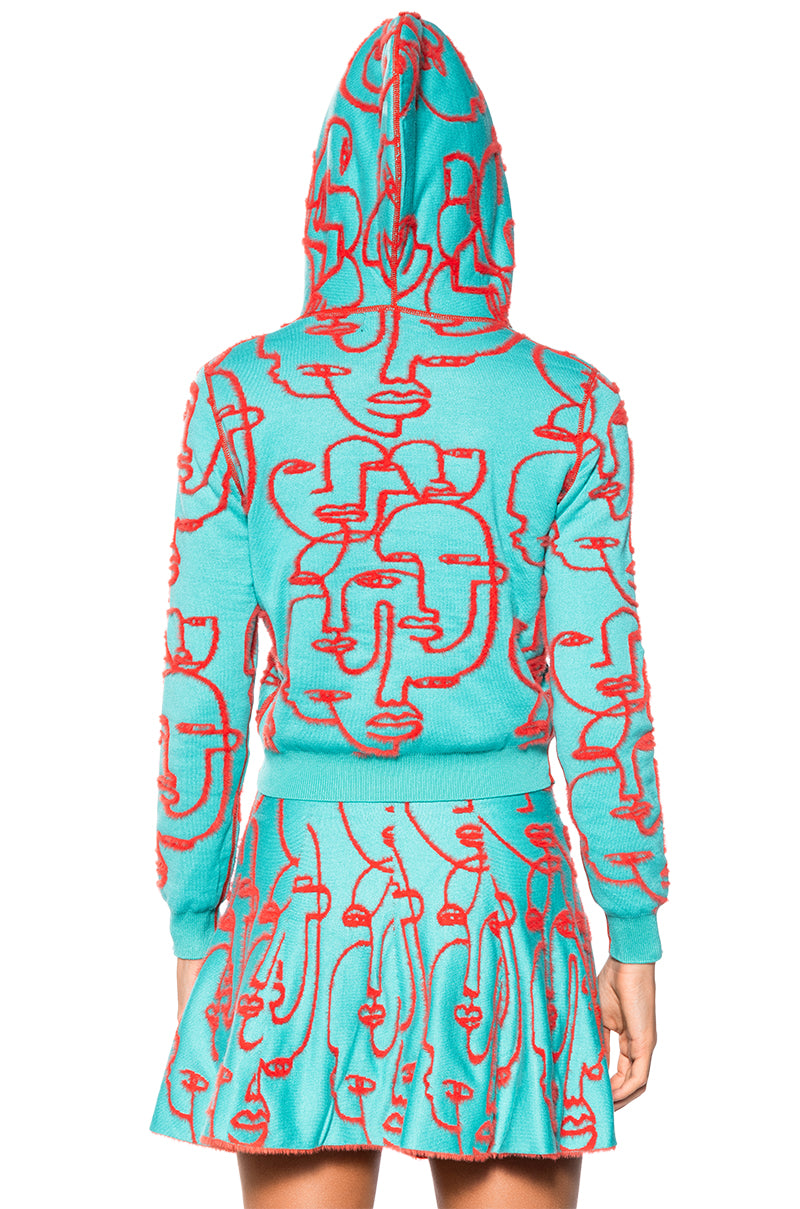 Extra View Faces And Places Reversible Knit Hoodie
