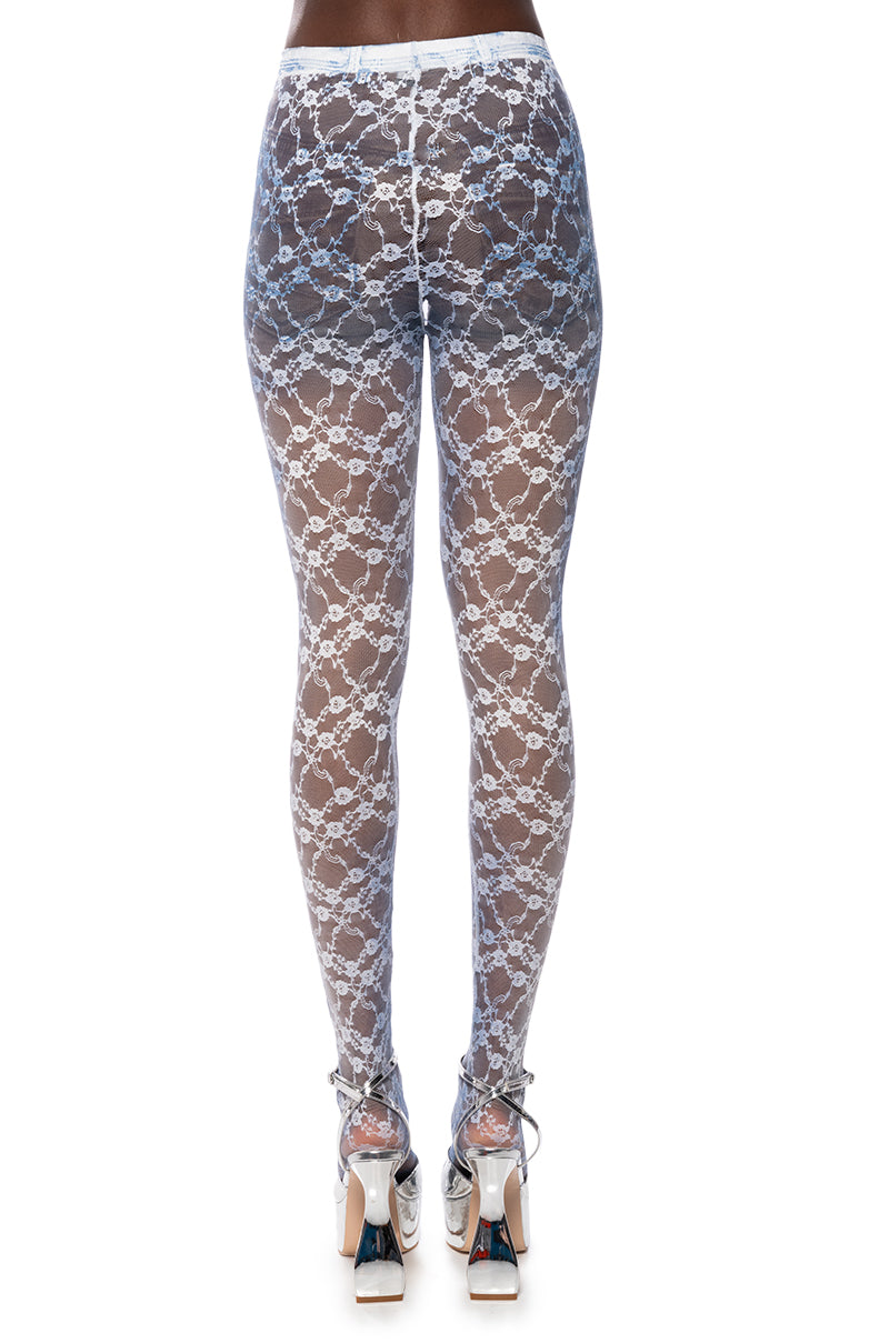Extra View Faded Denim Lace Set