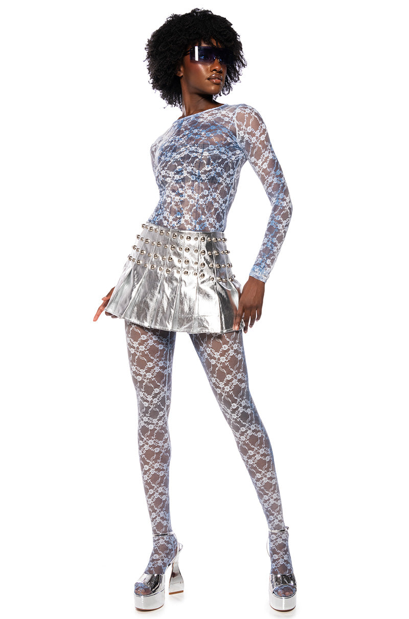 Extra View Faded Denim Lace Set