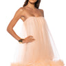 Front View Fairy Like Ruffled Trim Strapless Mini Dress