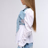 Side View Faith Denim Tie Poplin Blouse