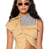 Front View Fall Forward Crop Sleeveless Trench Vest