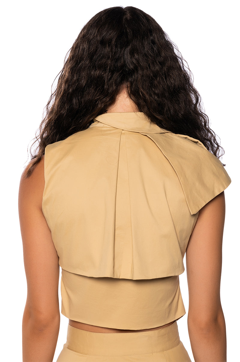 Full View Fall Forward Crop Sleeveless Trench Vest 4