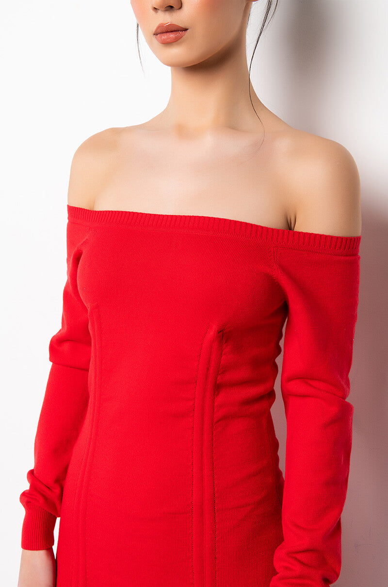 FALL IN LOVE AGAIN OFF THE SHOULDER SWEATER DRESS RED – AKIRA FALL IN LOVE AGAIN OFF THE SHOULDER SWEATER DRESS RED – AKIRA