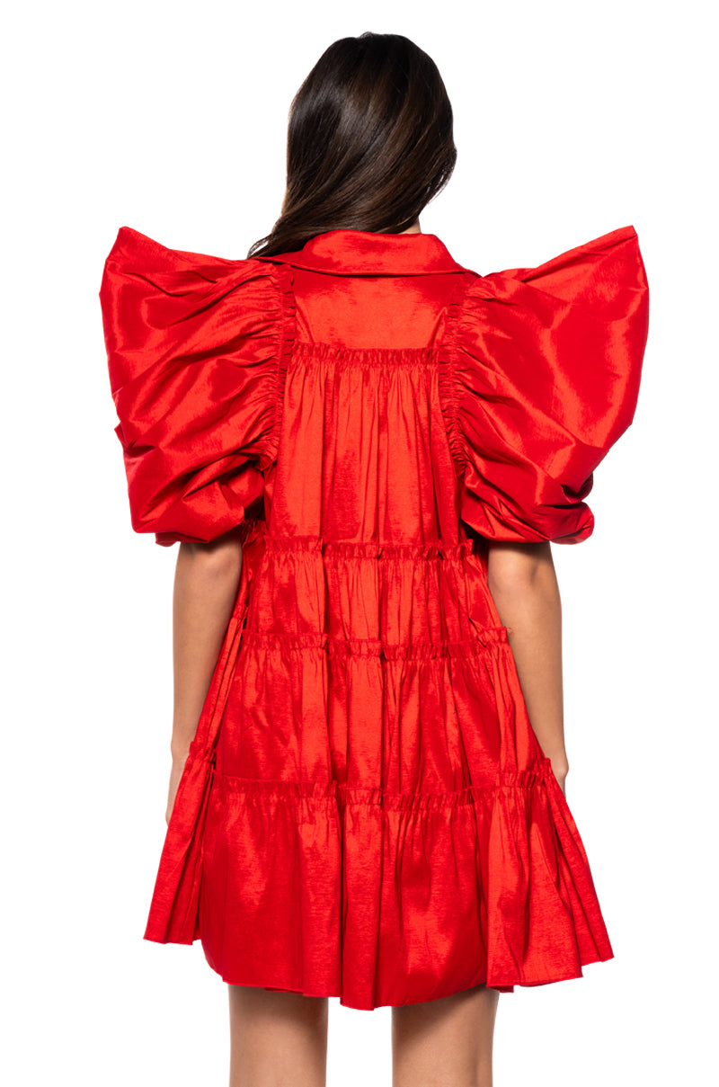 Full View Fall In Love Collared Mini Dress In Red