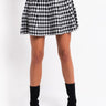 Front View Fall Vibes Only Plaid Knit Mini Skirt in Black Multi