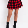 Front View Fall Vibes Only Plaid Knit Mini Skirt in Red Multi