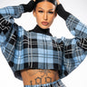 Front View Fall Vibes Only Plaid Knit Top