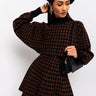 Front View Fall Vibes Only Plaid Knit Top in Brown Multi